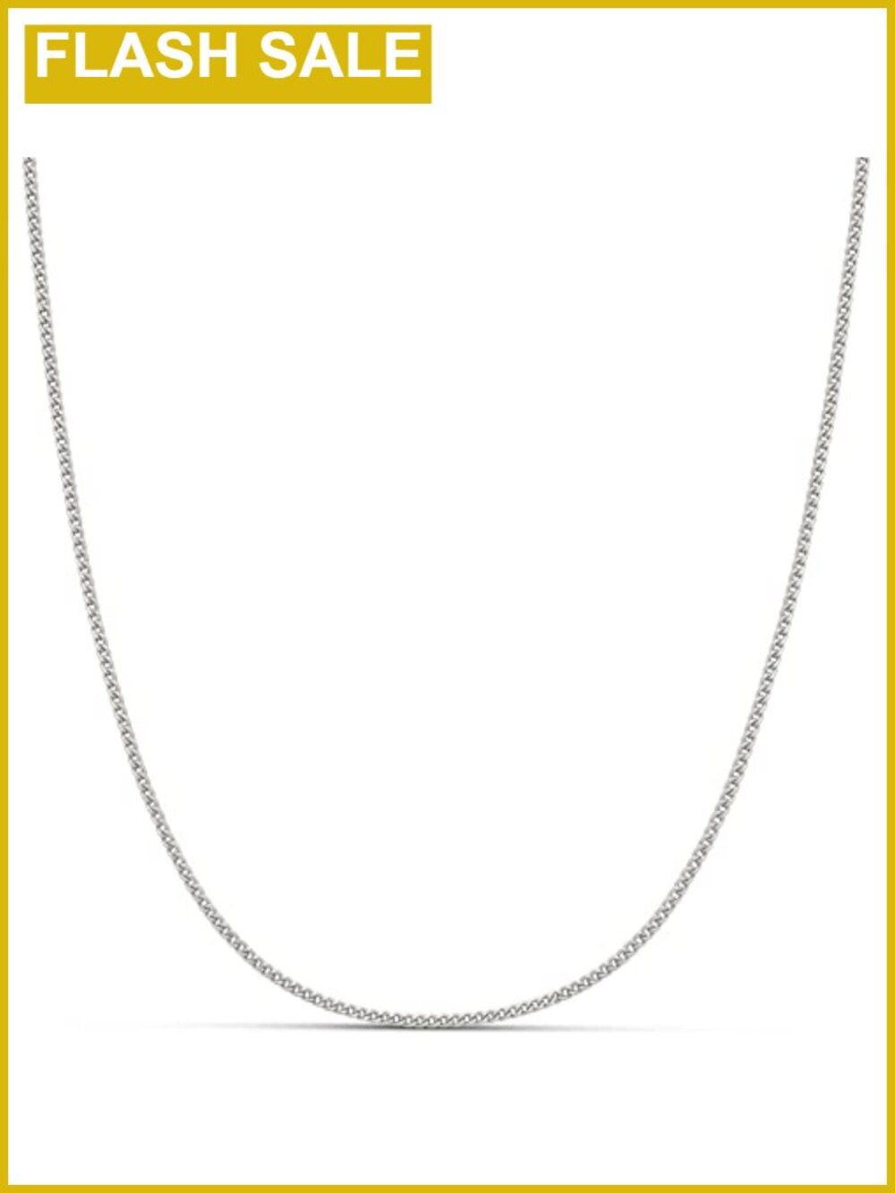 24" Curb Chain Necklace Sterling Silver Plated over Brass, Hypoallergenic